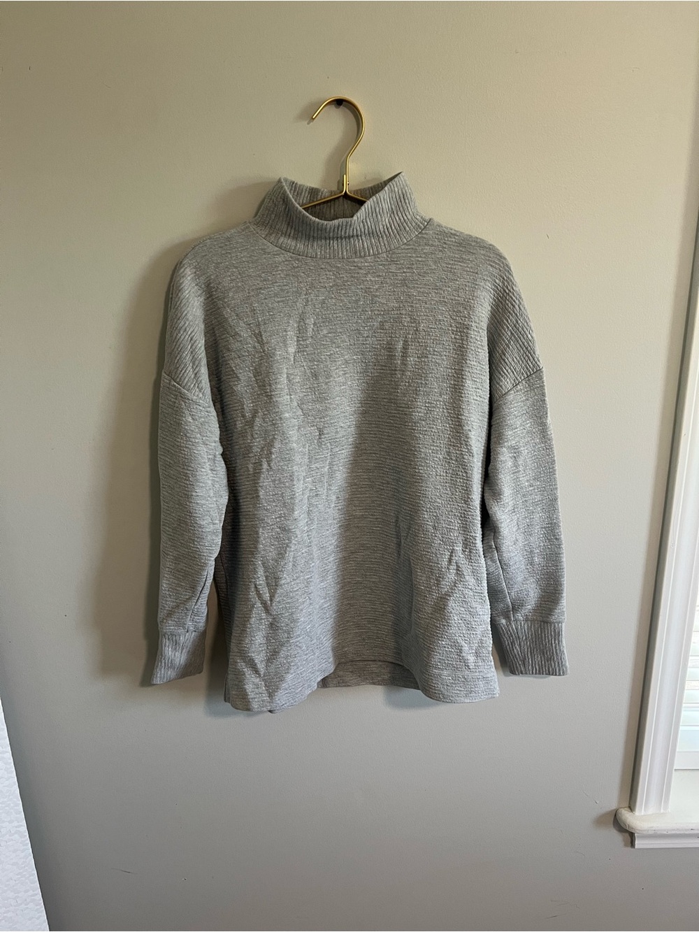 90 Degree By Reflex Long Sleeve Athletic Ribbed Pullover - Light Gray Heather